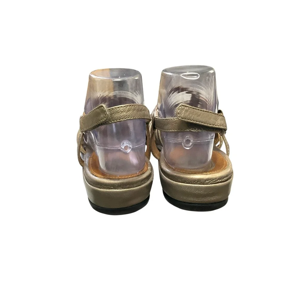 Clarks‎ Artisan Womens Gold Metallic Leather Strappy Wedge Sandals 9M Summer